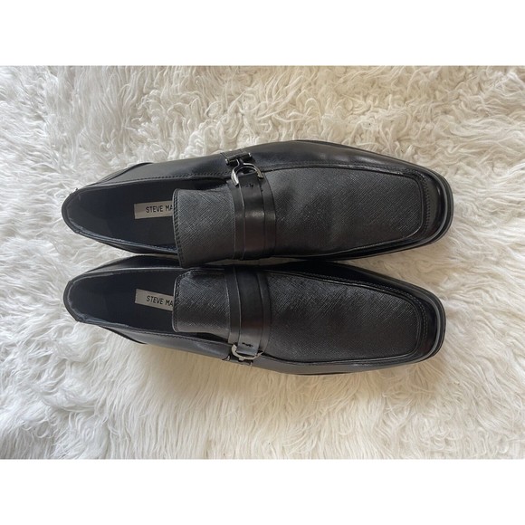 Steve Madden P-Treble Men's Sz 12 Leather Black Dress Shoes Loafers Slip On NWOB - Picture 2 of 14